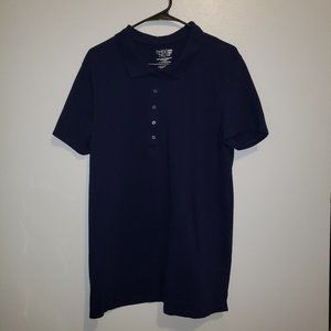 Time & Tru solid plain navy blue polo top